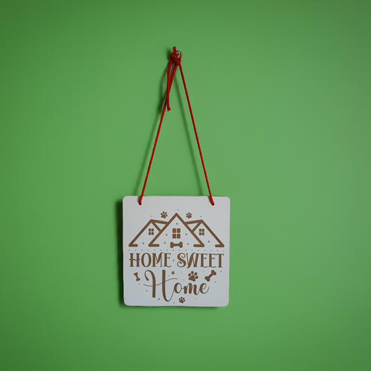 Dog Themed Home Sweet Home Sign, for hanging or affix to wall with our strong, leave no marks adhesive tape.