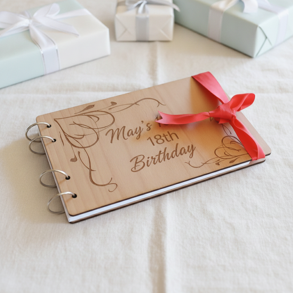 Bulk / Trade, Luxury, Bespoke, Personalised Wood Party / Celebration Guest Book. Engraved. Made to Order. 5+ £14 each. 11+ £12 each.