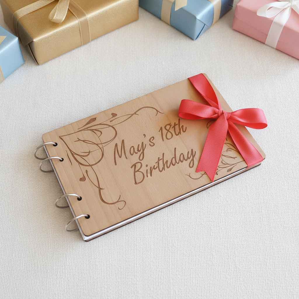 Bulk / Trade, Luxury, Bespoke, Personalised Wood Party / Celebration Guest Book. Engraved. Made to Order. 5+ £14 each. 11+ £12 each.