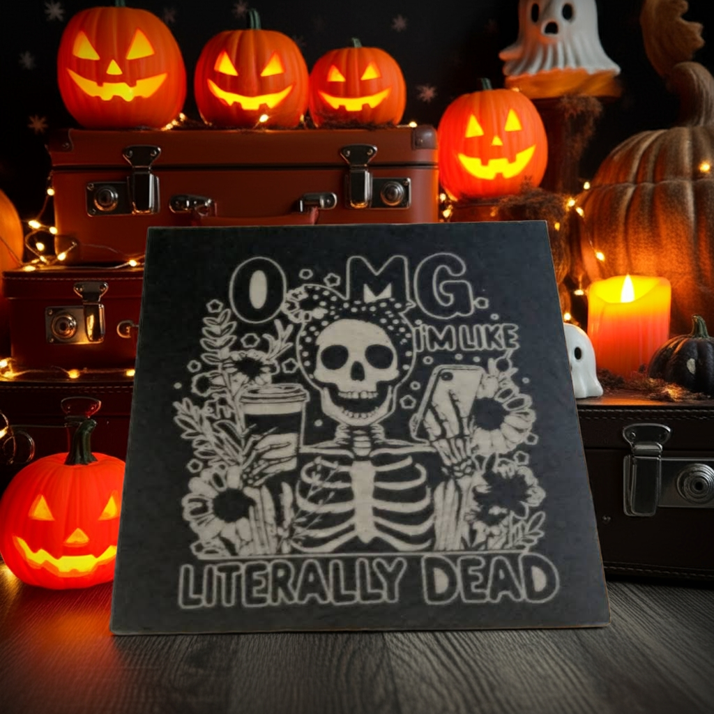 Macabre Natural Slate Coasters. ( set of 4 with 2 designs)