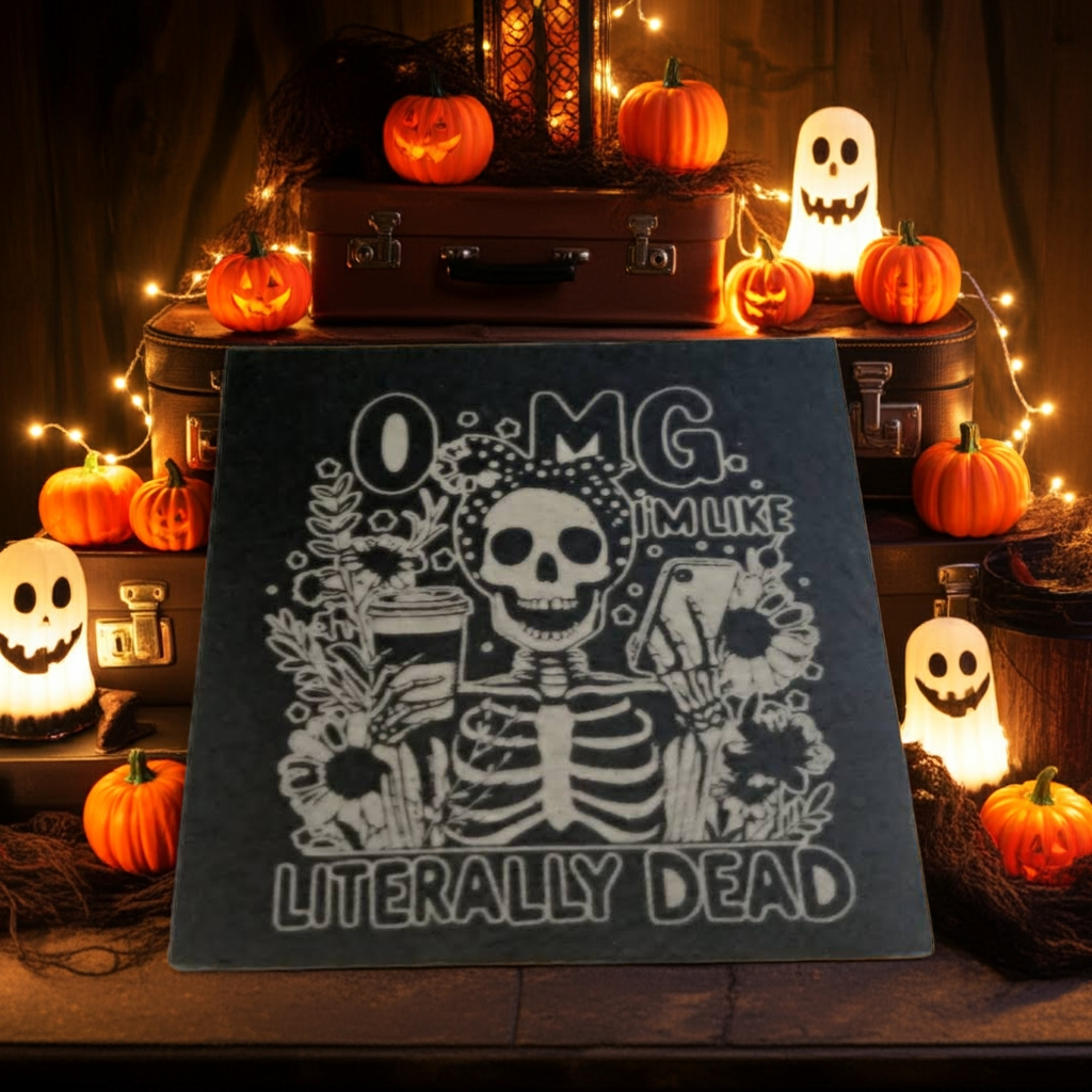 Macabre Natural Slate Coasters. ( set of 4 with 2 designs)