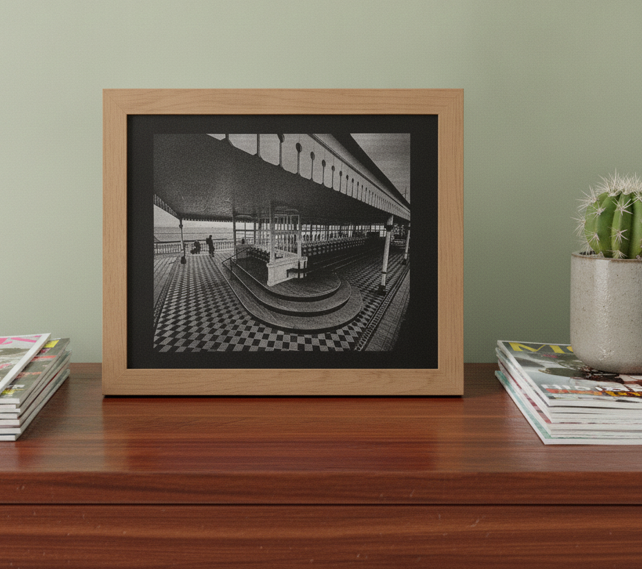 Margate Nayland Rock Shelter Laser Engraved Wall Art - Multi-Layer Painted MDF, Oak Framed (25x20cm) (9.8 inches x 7.8 inches)