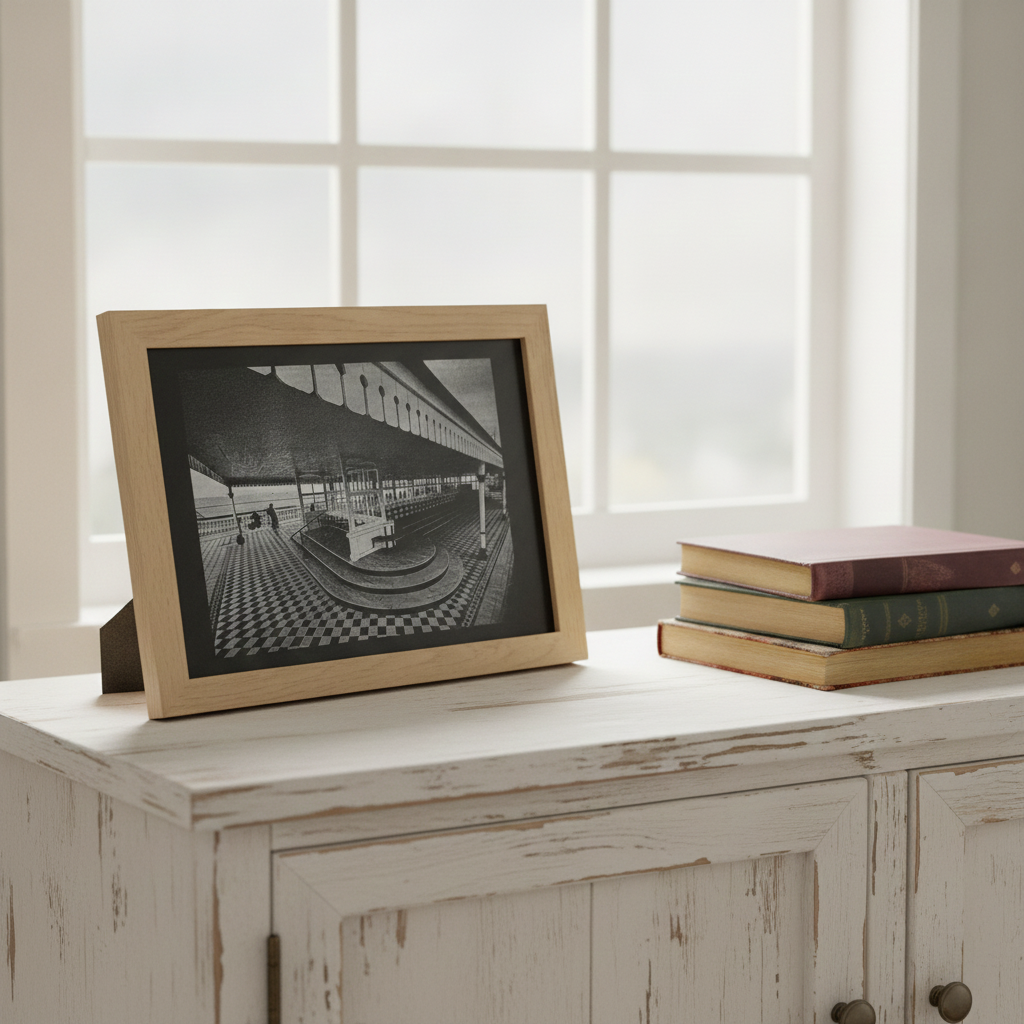 Margate Nayland Rock Shelter Laser Engraved Wall Art - Multi-Layer Painted MDF, Oak Framed (25x20cm) (9.8 inches x 7.8 inches)