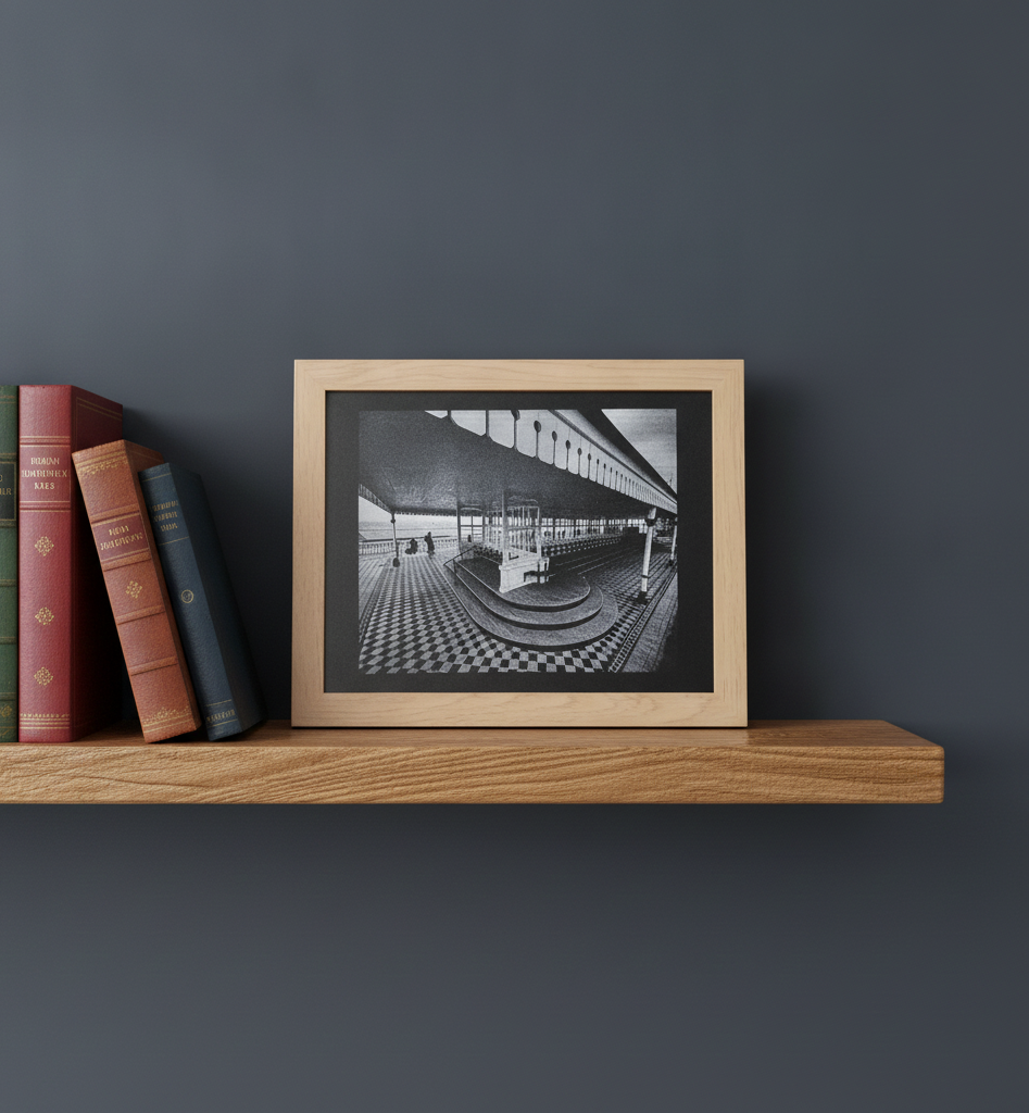 Margate Nayland Rock Shelter Laser Engraved Wall Art - Multi-Layer Painted MDF, Oak Framed (25x20cm) (9.8 inches x 7.8 inches)