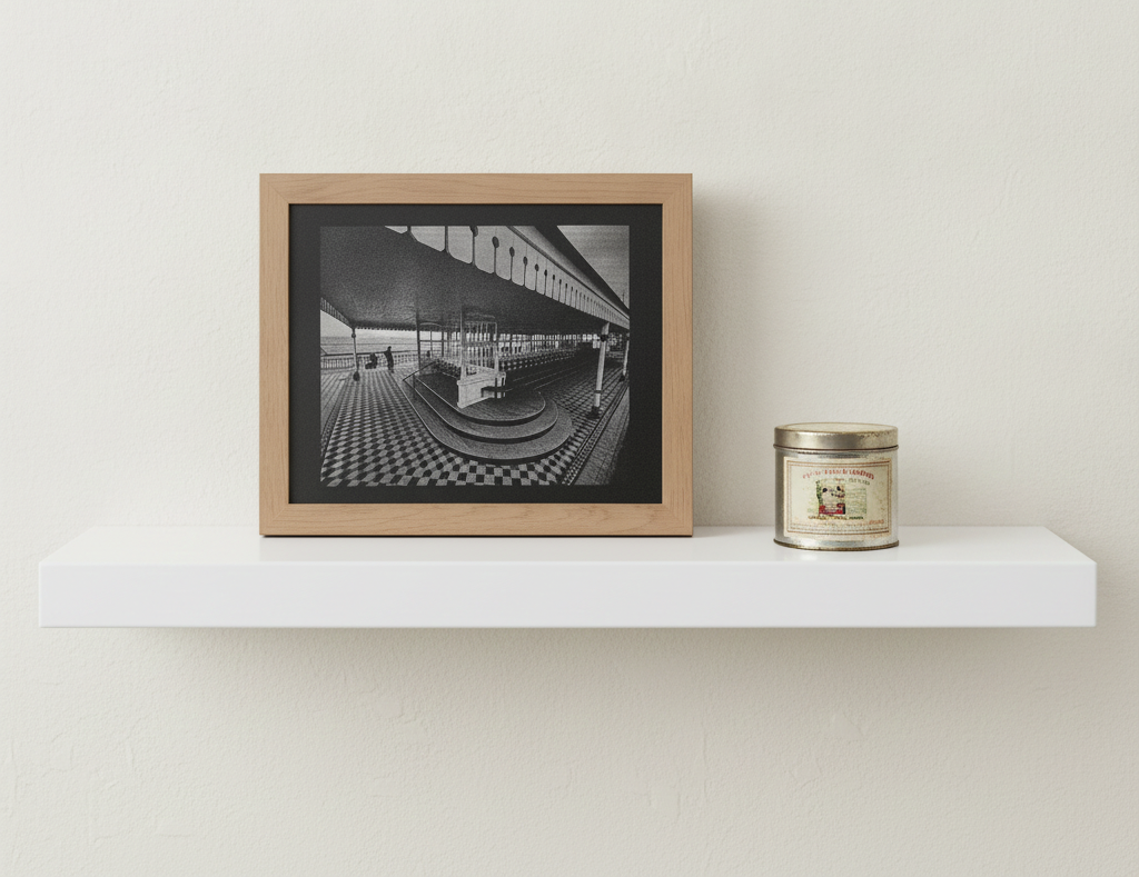 Margate Nayland Rock Shelter Laser Engraved Wall Art - Multi-Layer Painted MDF, Oak Framed (25x20cm) (9.8 inches x 7.8 inches)