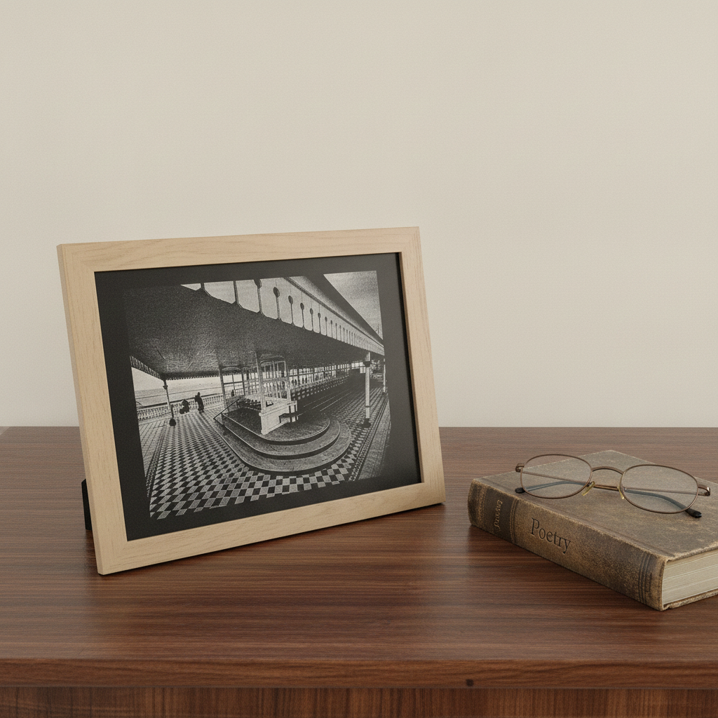 Margate Nayland Rock Shelter Laser Engraved Wall Art - Multi-Layer Painted MDF, Oak Framed (25x20cm) (9.8 inches x 7.8 inches)