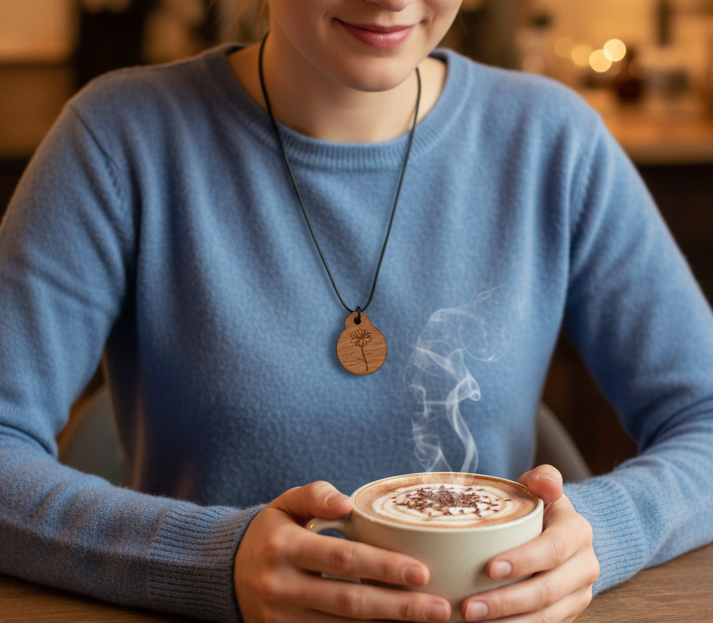 NFC Medical Pendant with waxed necklace - Daisy. No monthly fee, easy to set up.