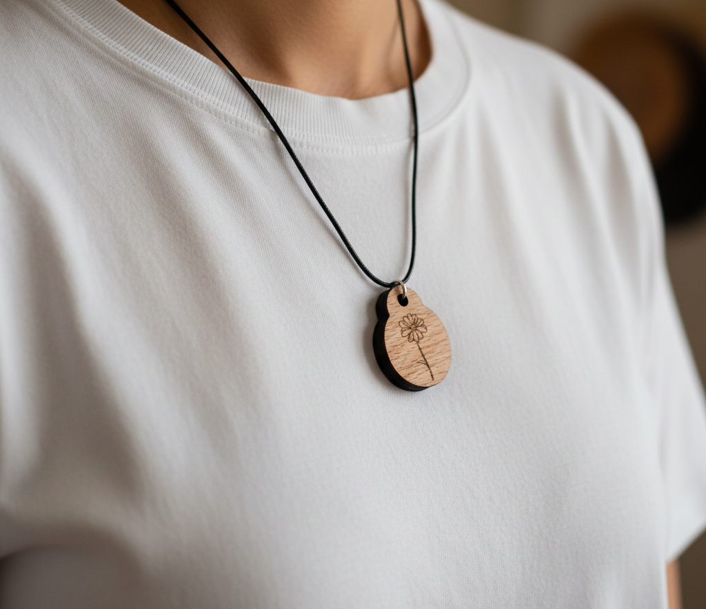 NFC Medical Pendant with waxed necklace - Daisy. No monthly fee, easy to set up.