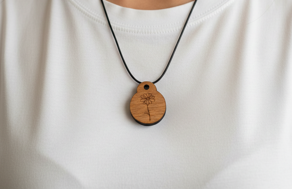 NFC Medical Pendant with waxed necklace - Daisy. No monthly fee, easy to set up.