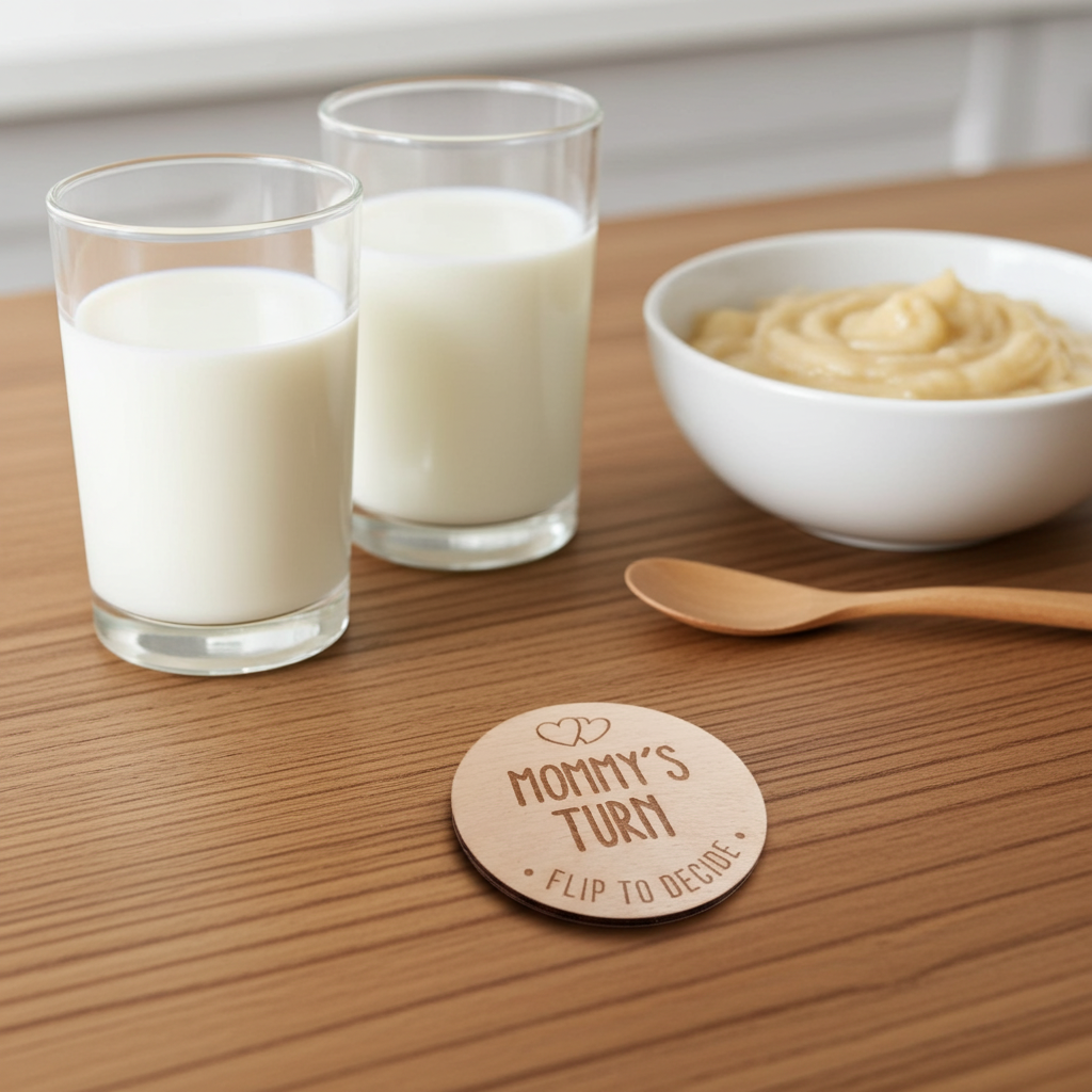 Parents Dilemma Decision Coin. 80mm diameter. Personalise with whose turn, e.g. Mommy, Mummy, Mum, Grandma, dad etc.