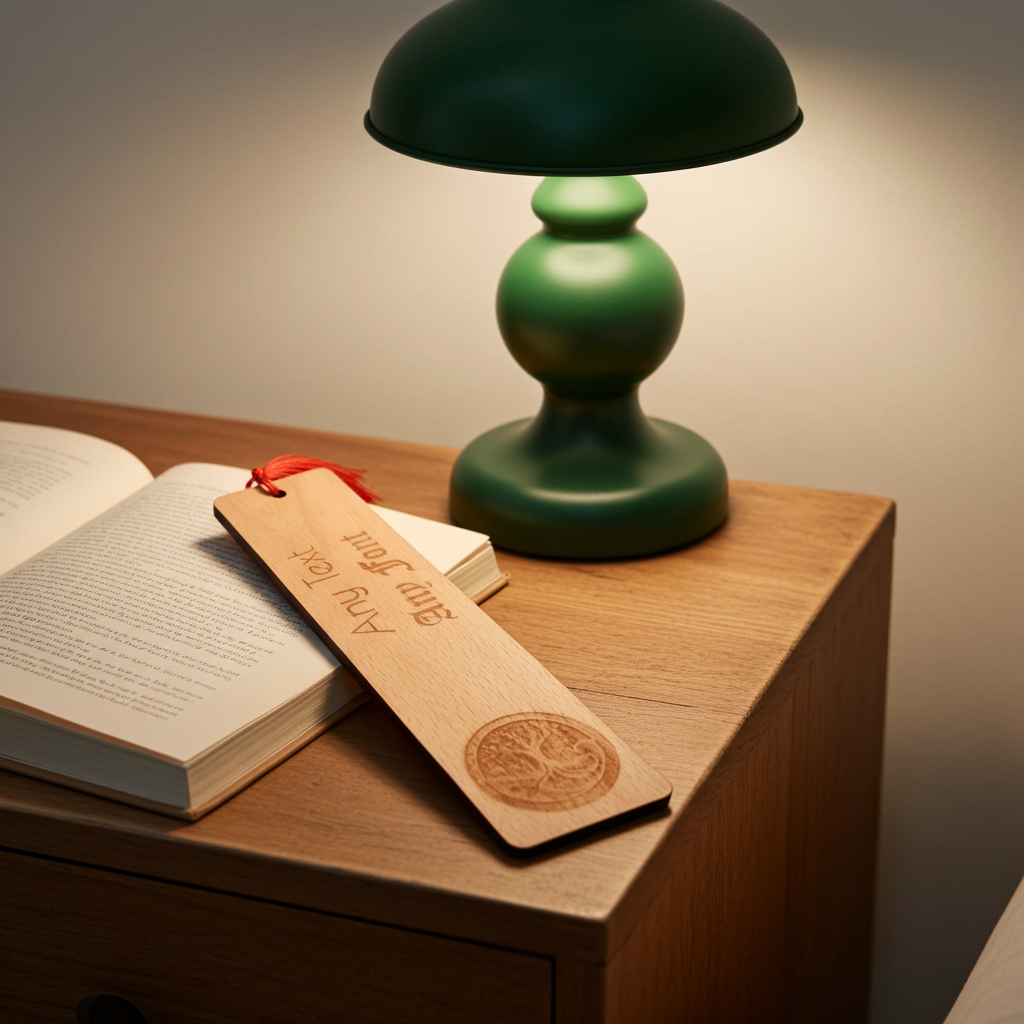 Personalised, Steamed Beech Bookmark , Any font, Text. Tree of Life Engraving, with Tassel.