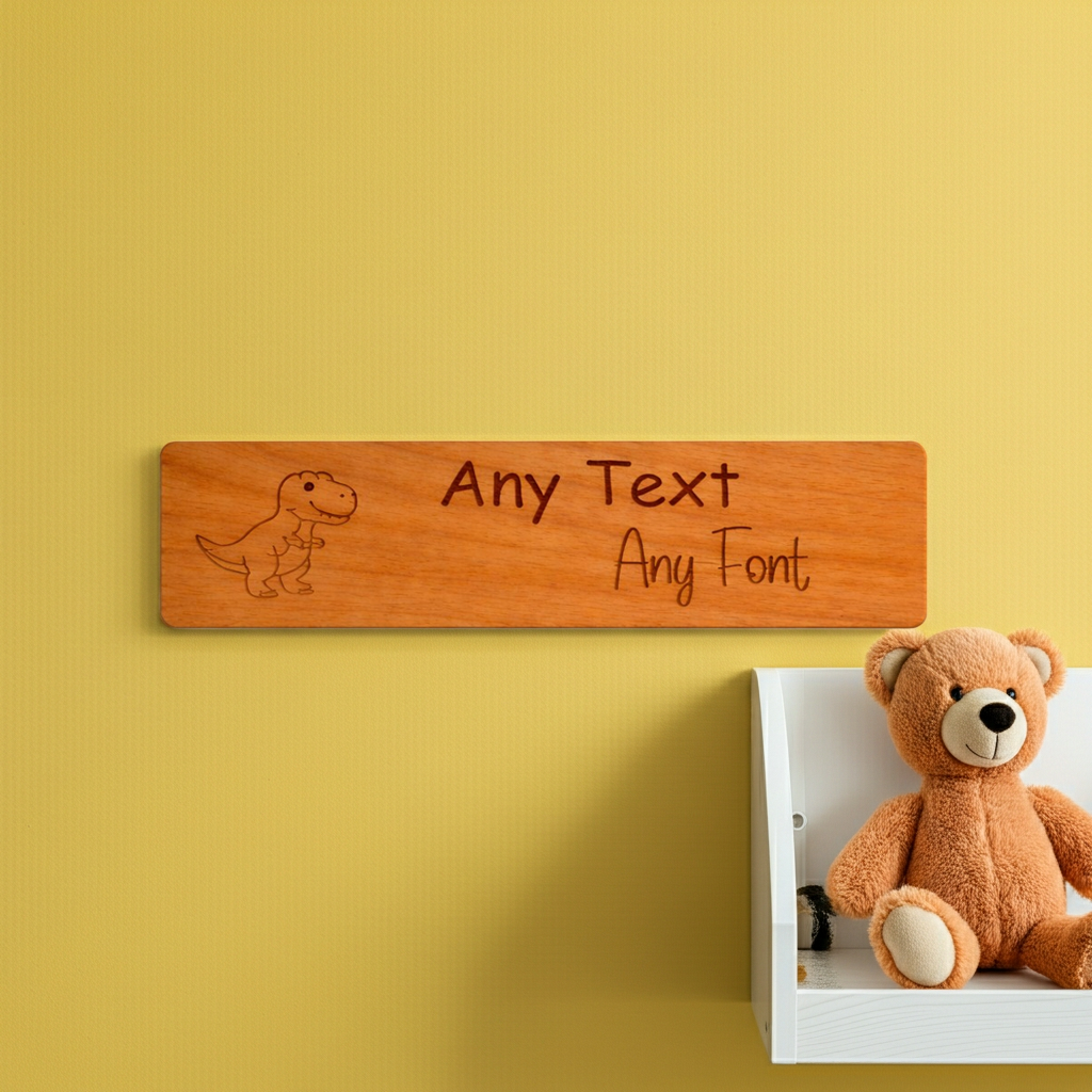 Personalised Bedroom Sign for Children- Steamed Beech Wood. Any font and Text.