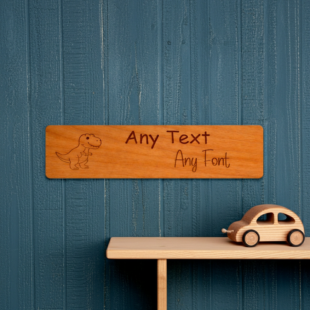 Personalised Bedroom Sign for Children- Steamed Beech Wood. Any font and Text.