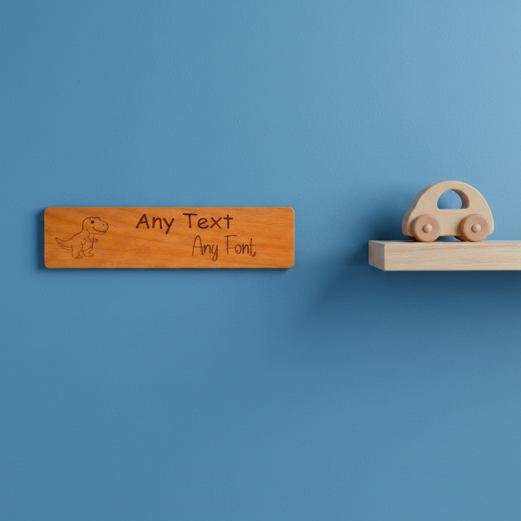 Personalised Bedroom Sign for Children- Steamed Beech Wood. Any font and Text.