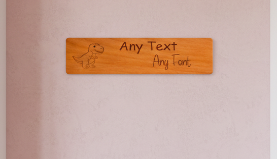 Personalised Bedroom Sign for Children- Steamed Beech Wood. Any font and Text.