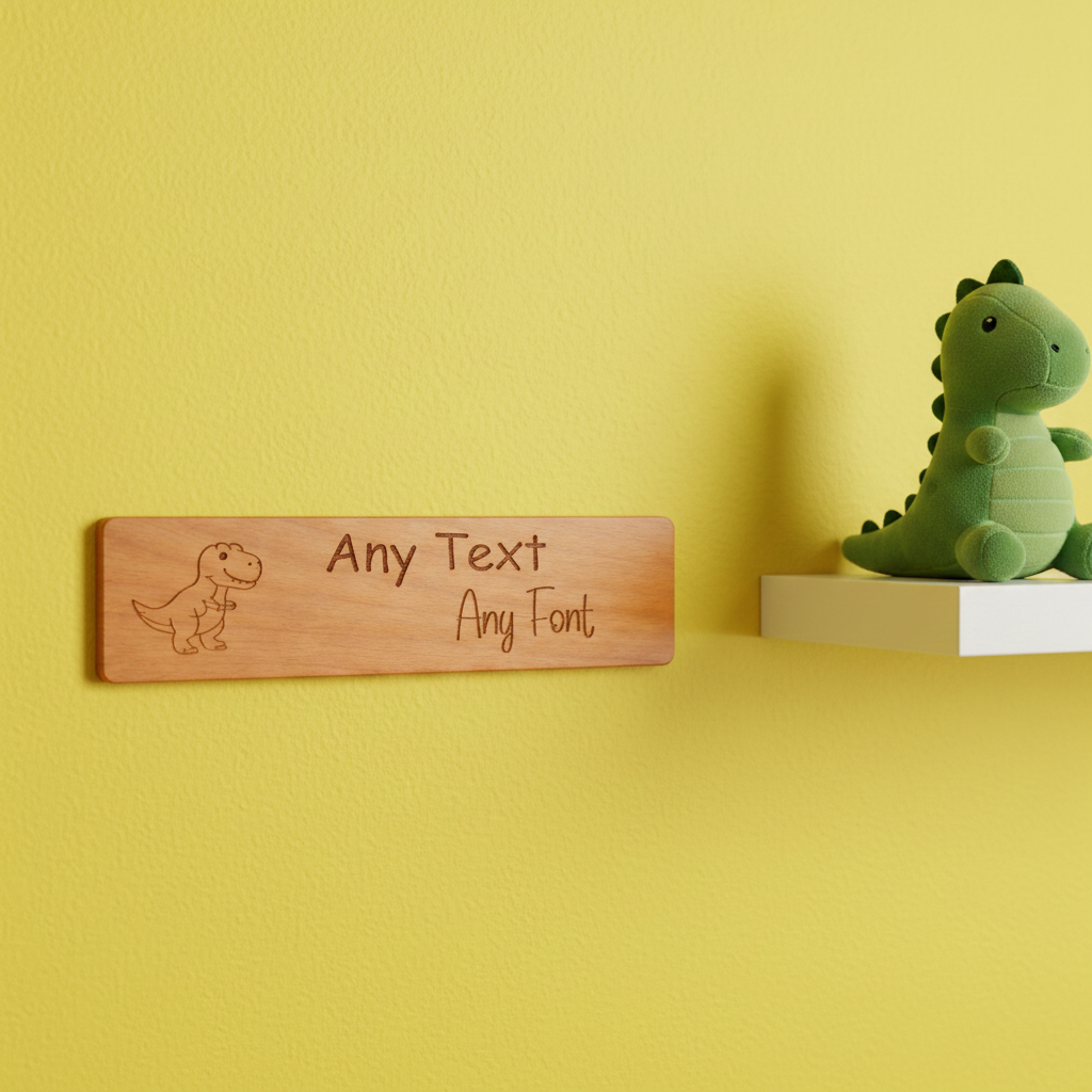 Personalised Bedroom Sign for Children- Steamed Beech Wood. Any font and Text.