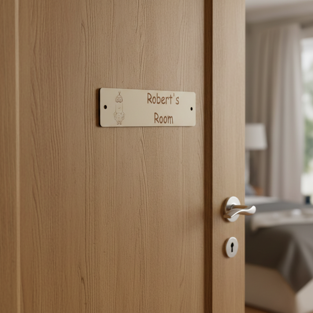 Personalised Bedroom Sign for Children. White Wood.