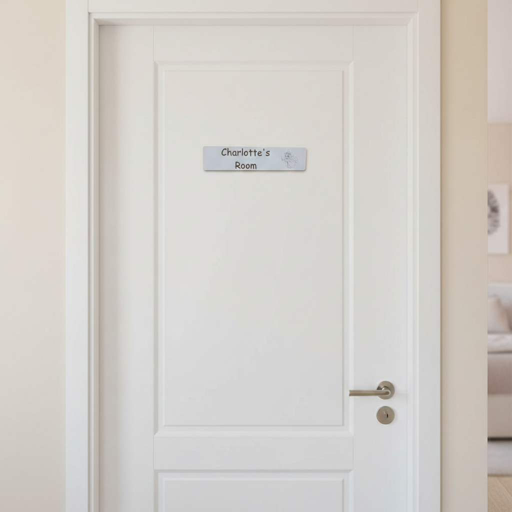 Personalised Bedroom Sign for Children. White Wood.