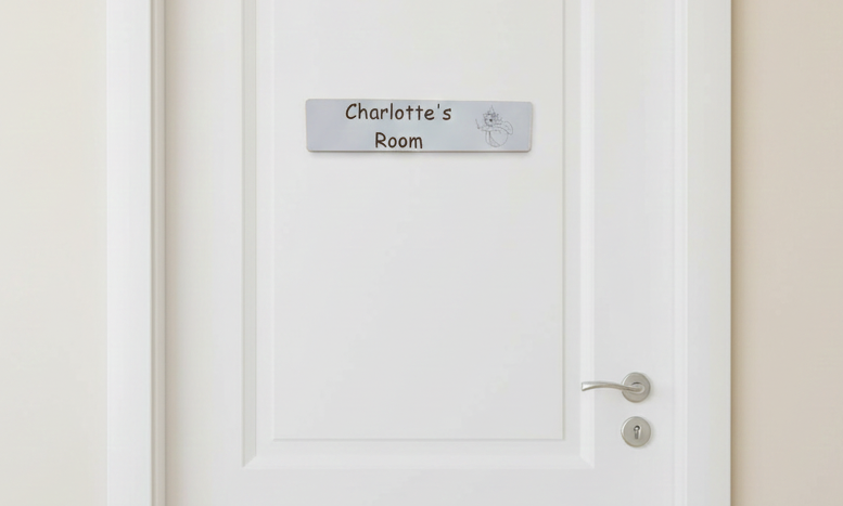 Personalised Bedroom Sign for Children. White Wood.