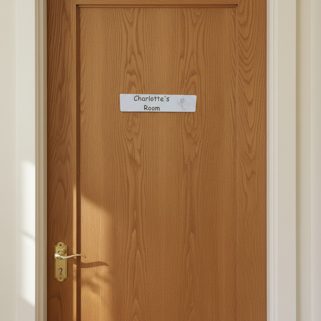 Personalised Bedroom Sign for Children. White Wood.