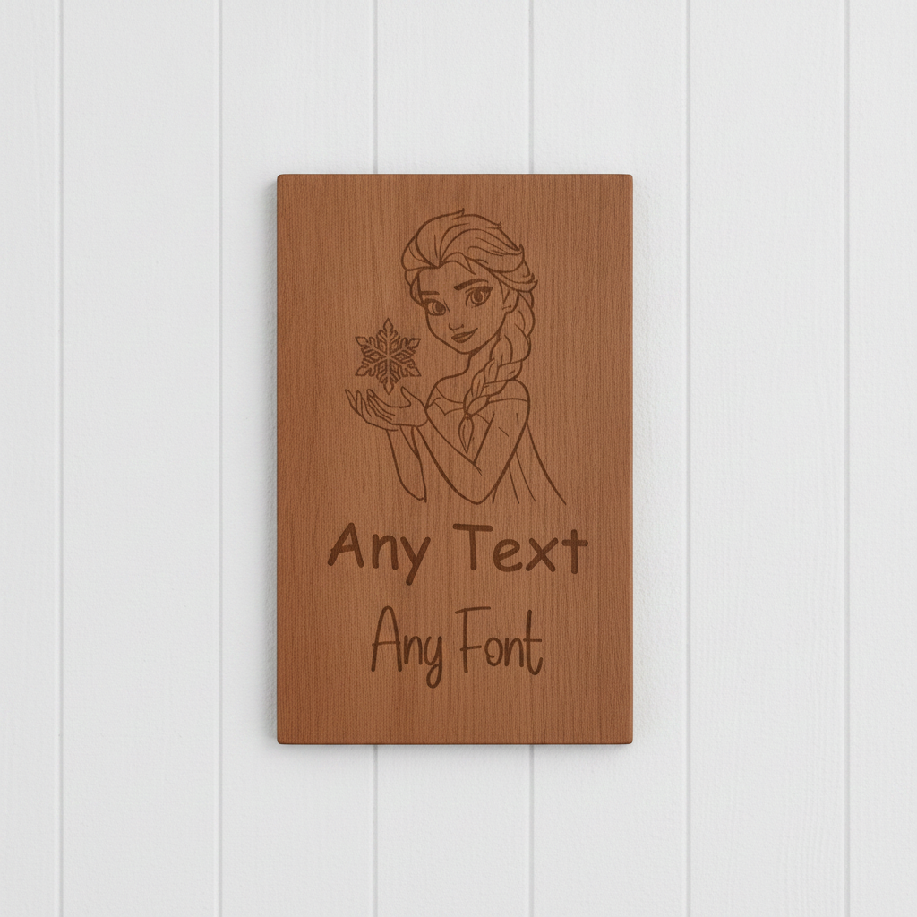 Personalised Beech Wood Princess Door Sign | Engraved Plaque, 25cm x 20cm x 4mm. Strong "leaves no marks" double sided tape.