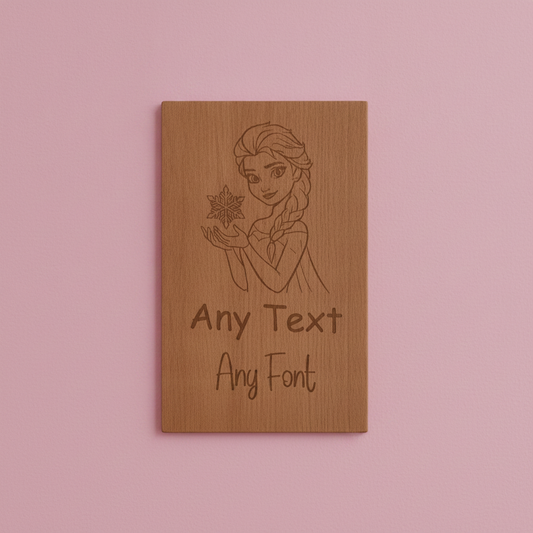 Personalised Beech Wood Princess Door Sign | Engraved Plaque, 25cm x 20cm x 4mm. Strong "leaves no marks" double sided tape.