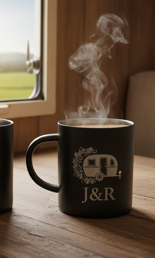 Personalised Black 400ml Stainless Steel Mug. Any Text and Font, Logos etc.