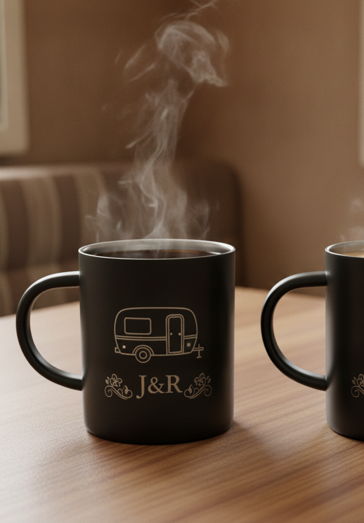 Personalised Black 400ml Stainless Steel Mug. Any Text and Font, Logos etc.