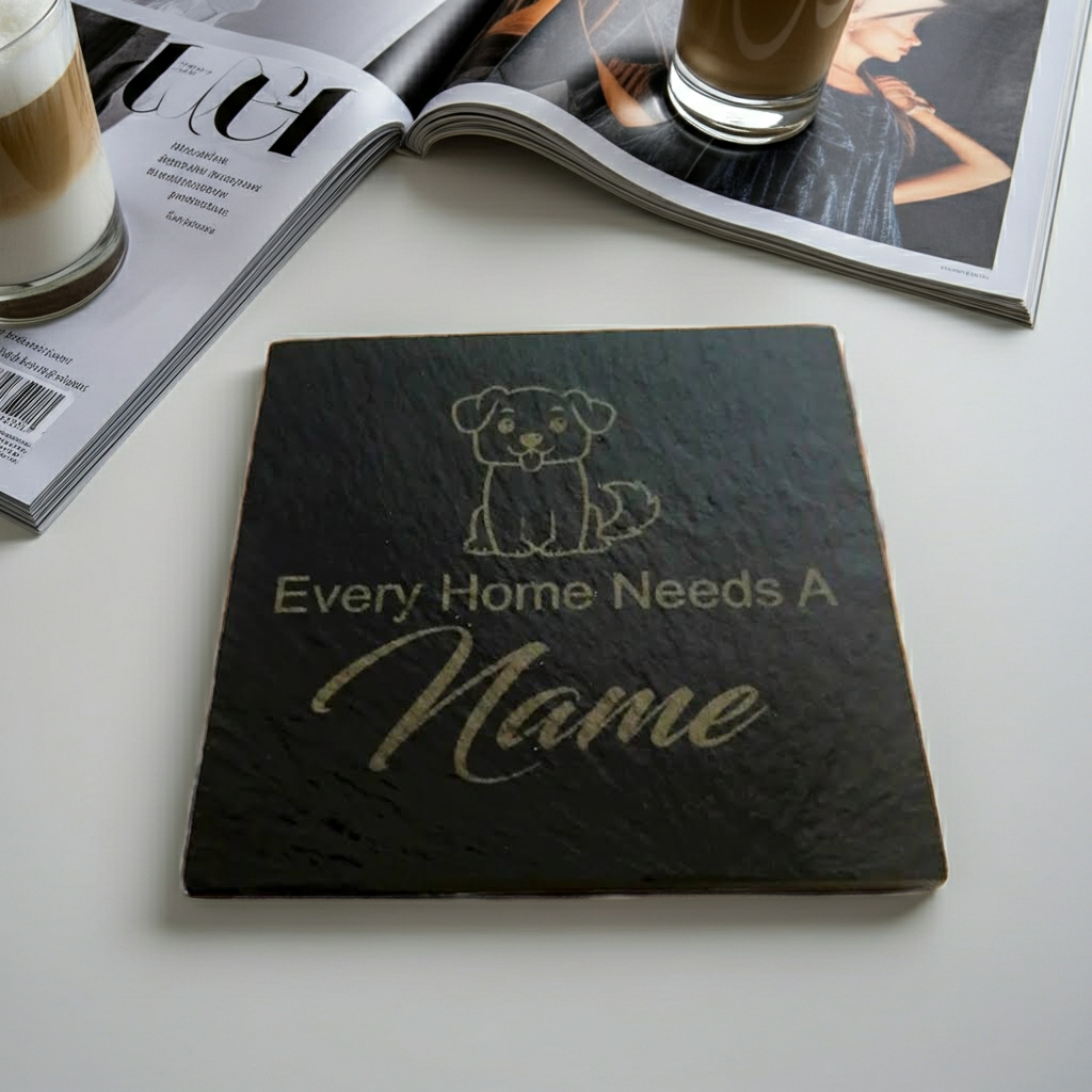 Personalised Chunky Slate Drink Coasters - Every Home, with anti-skid bumper feet.