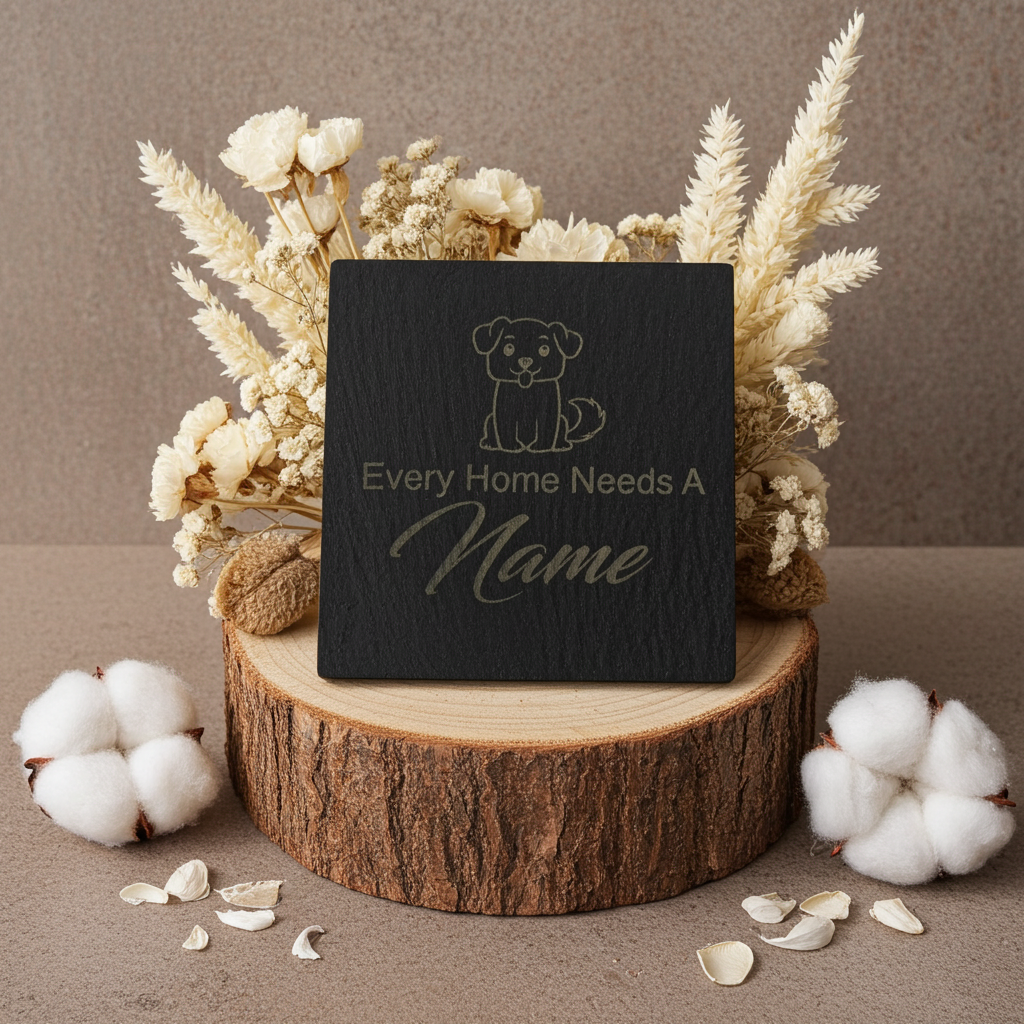 Personalised Chunky Slate Drink Coasters - Every Home, with anti-skid bumper feet.