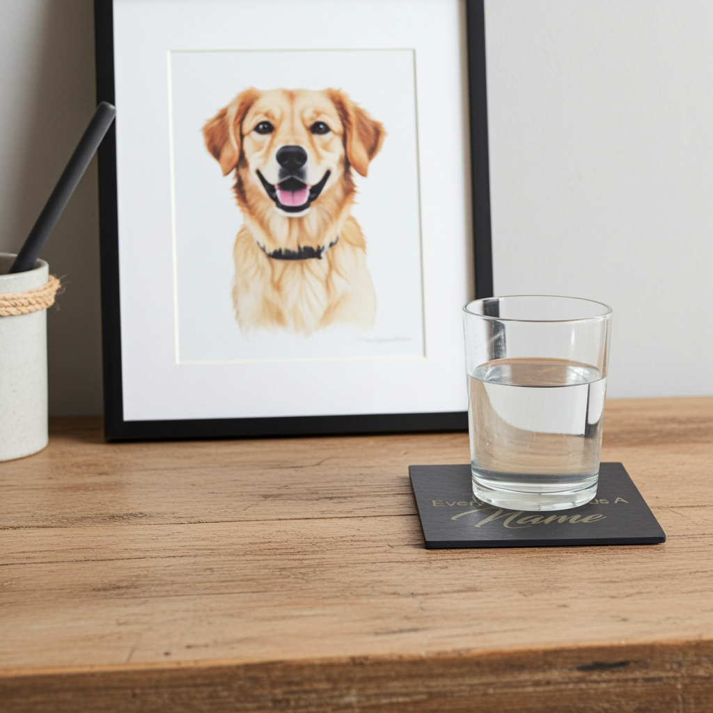 Personalised Chunky Slate Drink Coasters - Every Home, with anti-skid bumper feet.