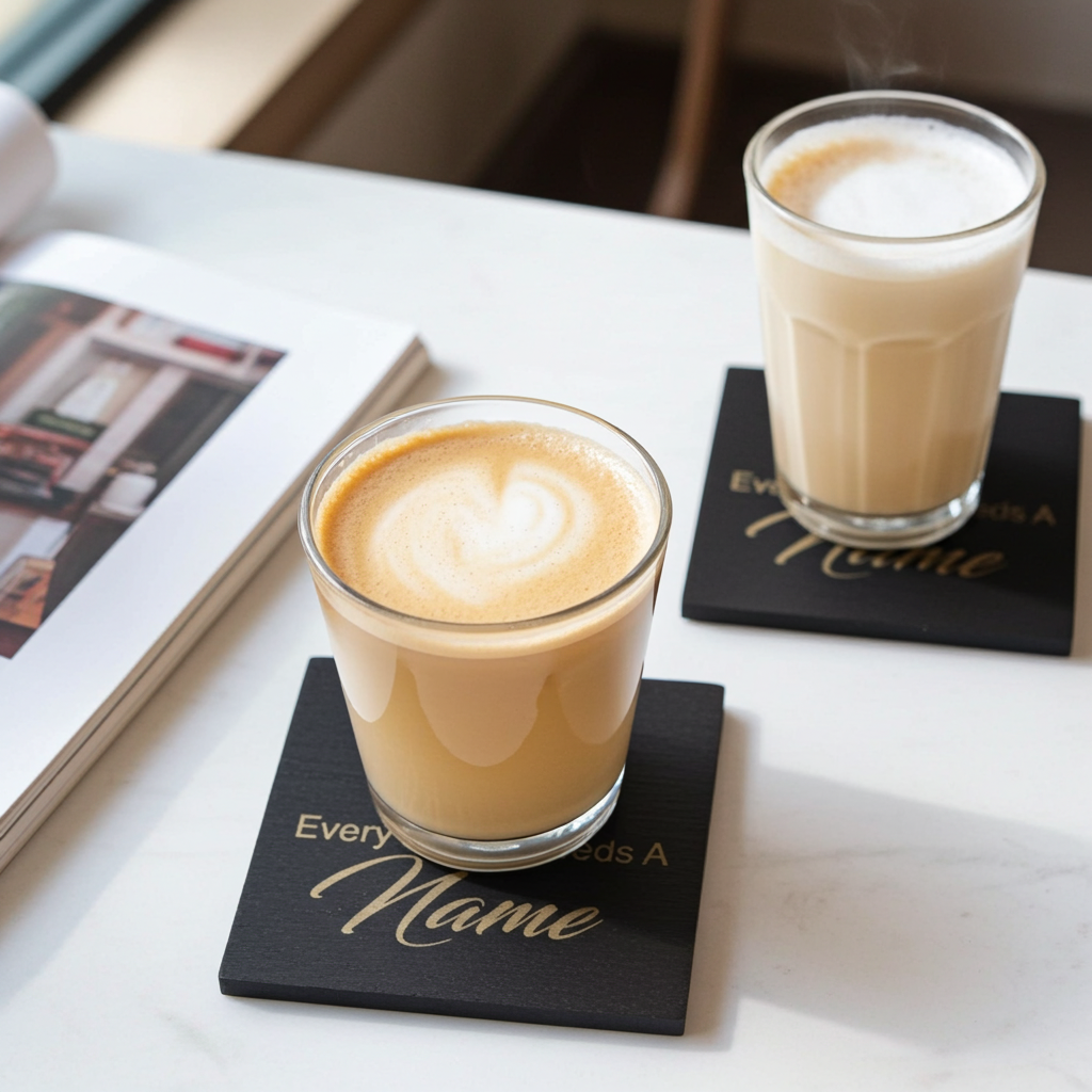 Personalised Chunky Slate Drink Coasters - Every Home, with anti-skid bumper feet.