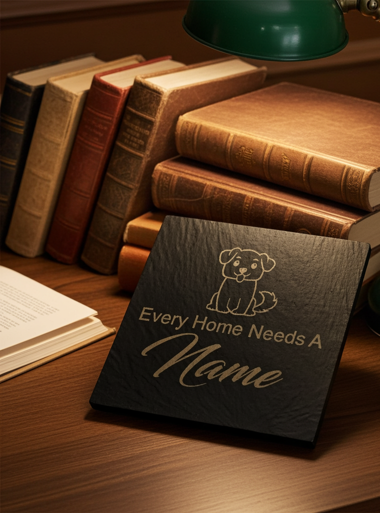 Personalised Chunky Slate Drink Coasters - Every Home, with anti-skid bumper feet.