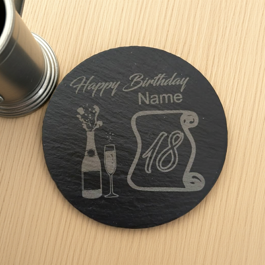 Personalised Chunky Slate Coasters, with anti-skid feet - Birthday.