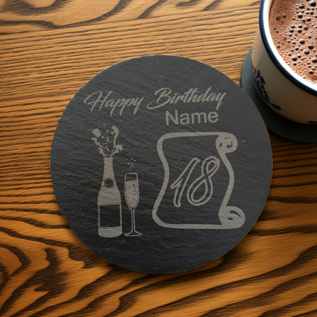 Personalised Chunky Slate Coasters, with anti-skid feet - Birthday.