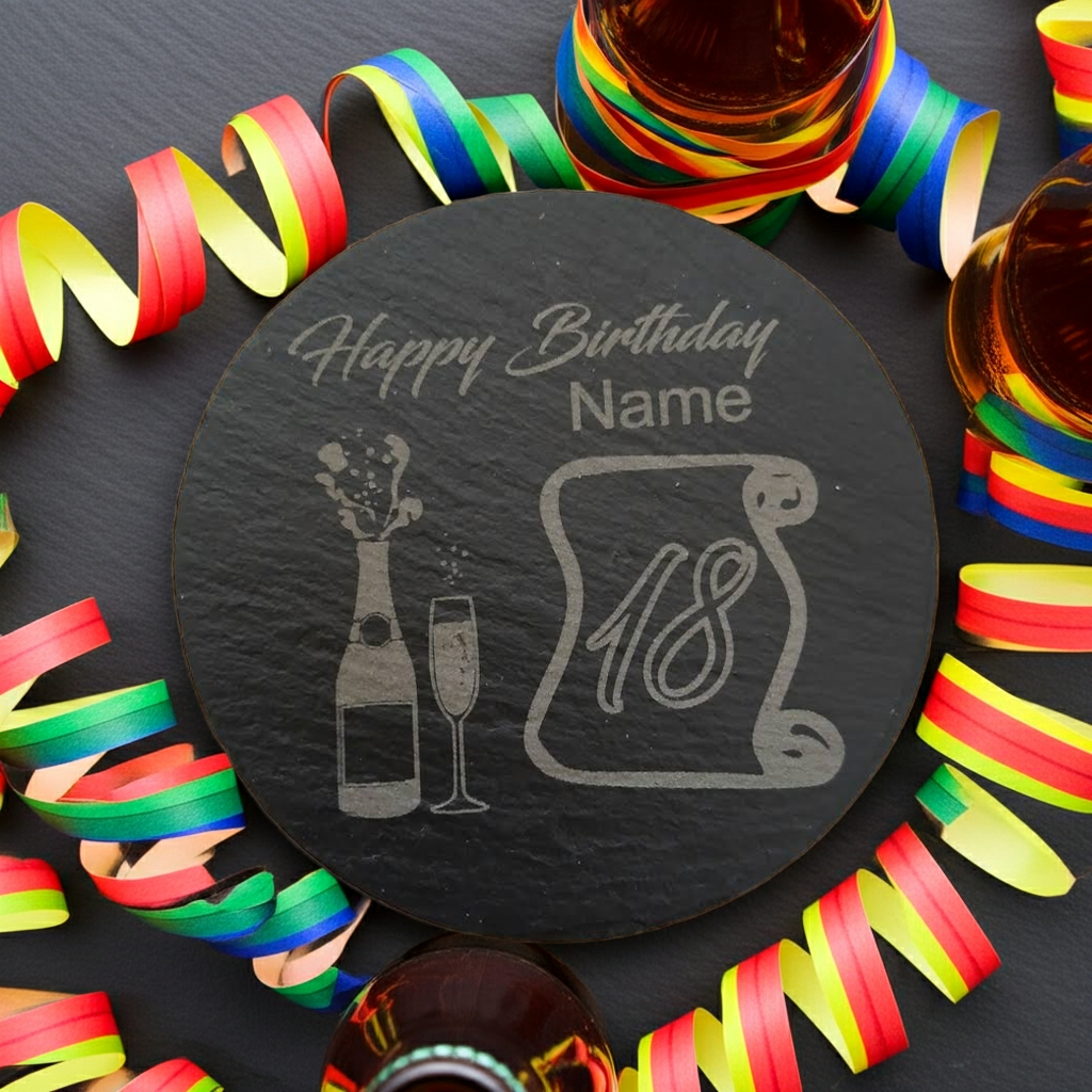 Personalised Chunky Slate Coasters, with anti-skid feet - Birthday.