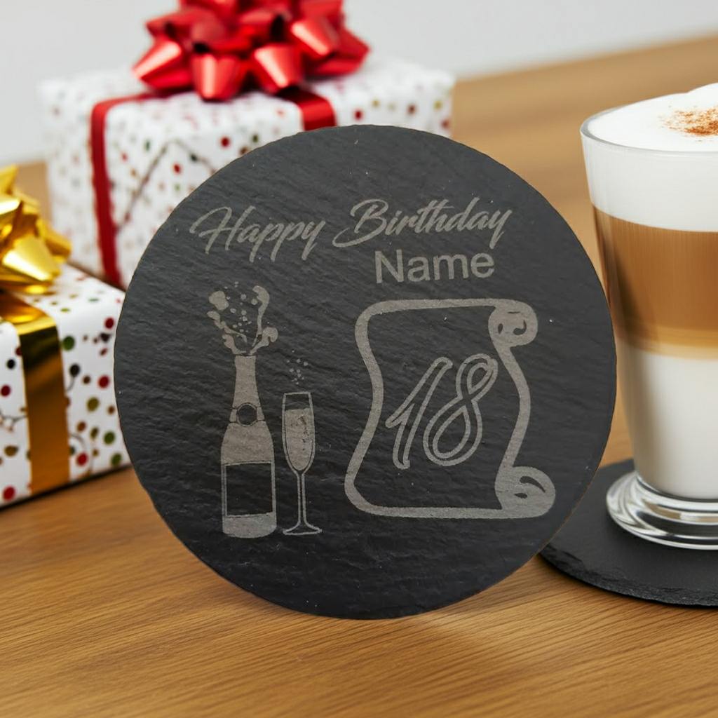 Personalised Chunky Slate Coasters, with anti-skid feet - Birthday.