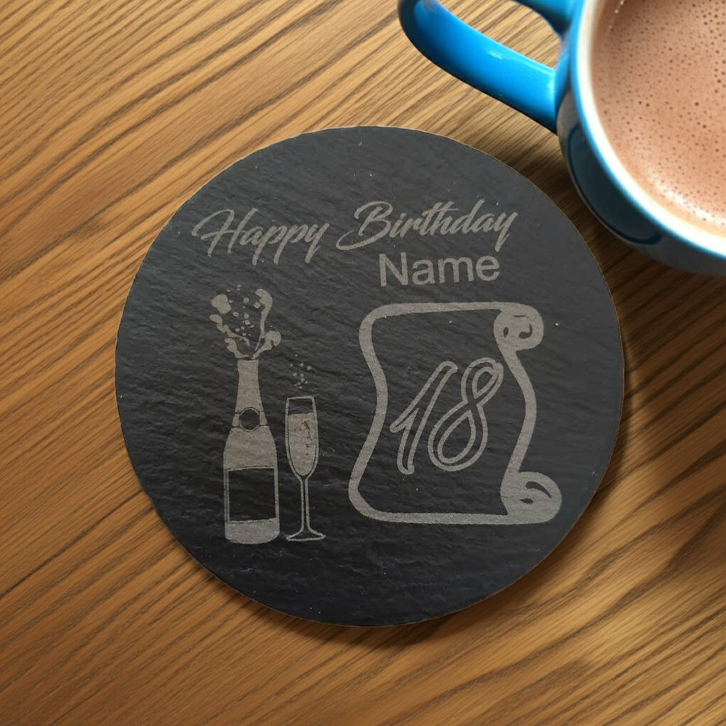 Personalised Chunky Slate Coasters, with anti-skid feet - Birthday.