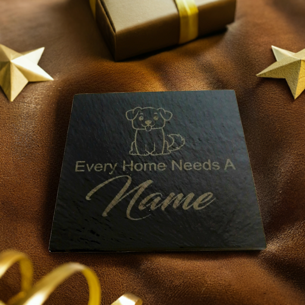 Personalised Chunky Slate Drink Coasters - Every Home, with anti-skid bumper feet.