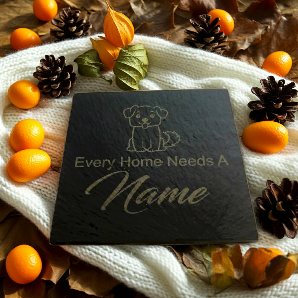 Personalised Chunky Slate Drink Coasters - Every Home, with anti-skid bumper feet.