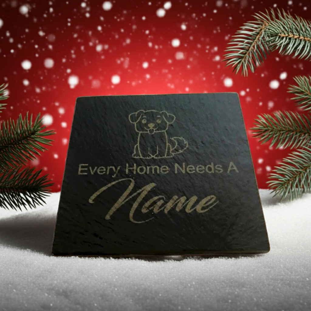 Personalised Chunky Slate Drink Coasters - Every Home, with anti-skid bumper feet.