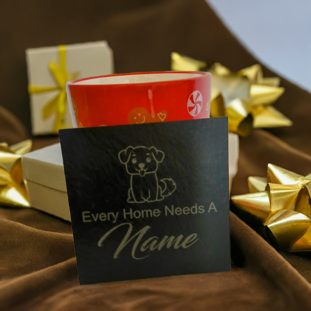 Personalised Chunky Slate Drink Coasters - Every Home, with anti-skid bumper feet.
