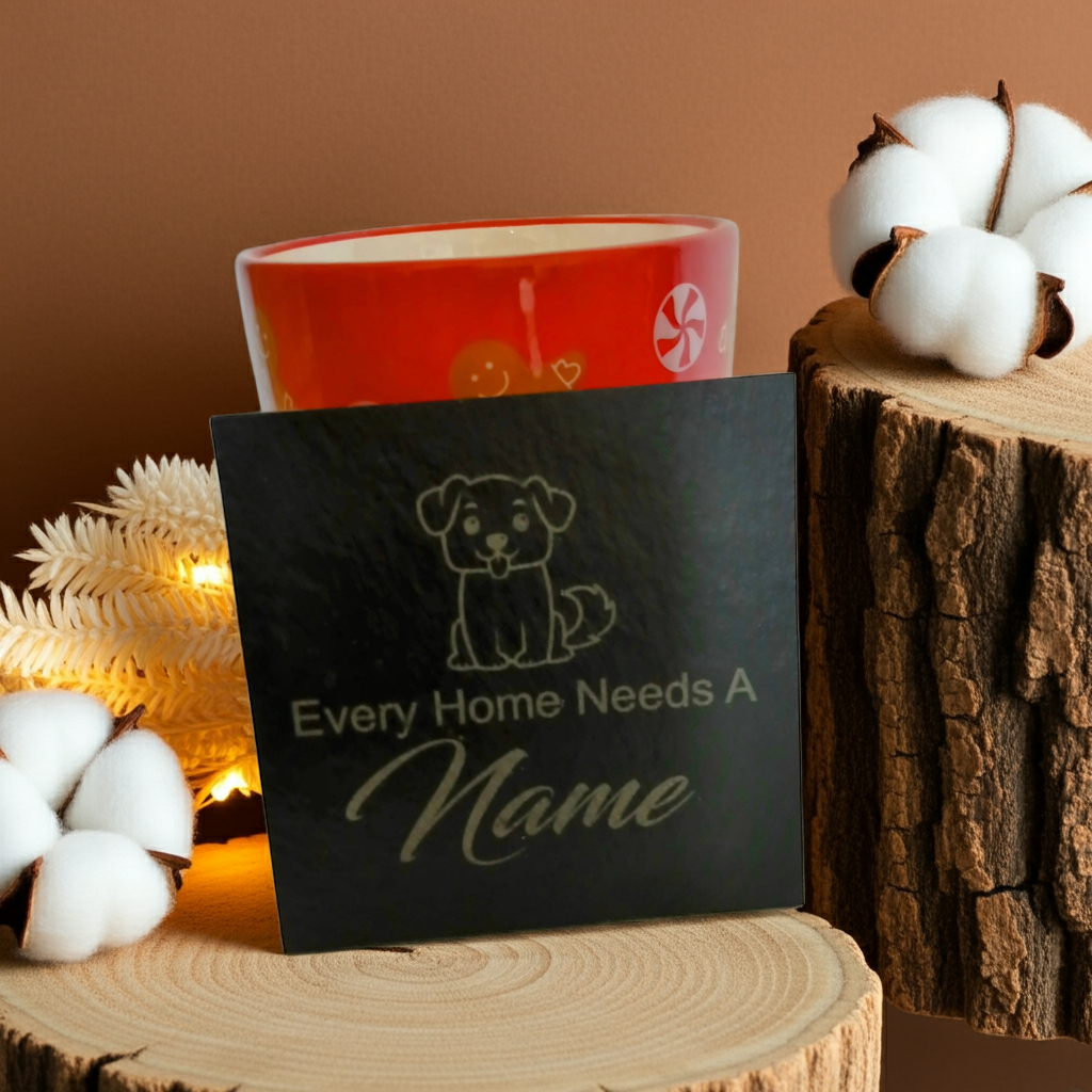 Personalised Chunky Slate Drink Coasters - Every Home, with anti-skid bumper feet.