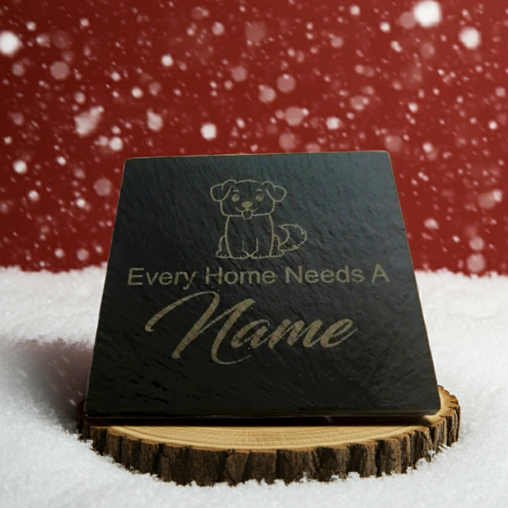 Personalised Chunky Slate Drink Coasters - Every Home, with anti-skid bumper feet.