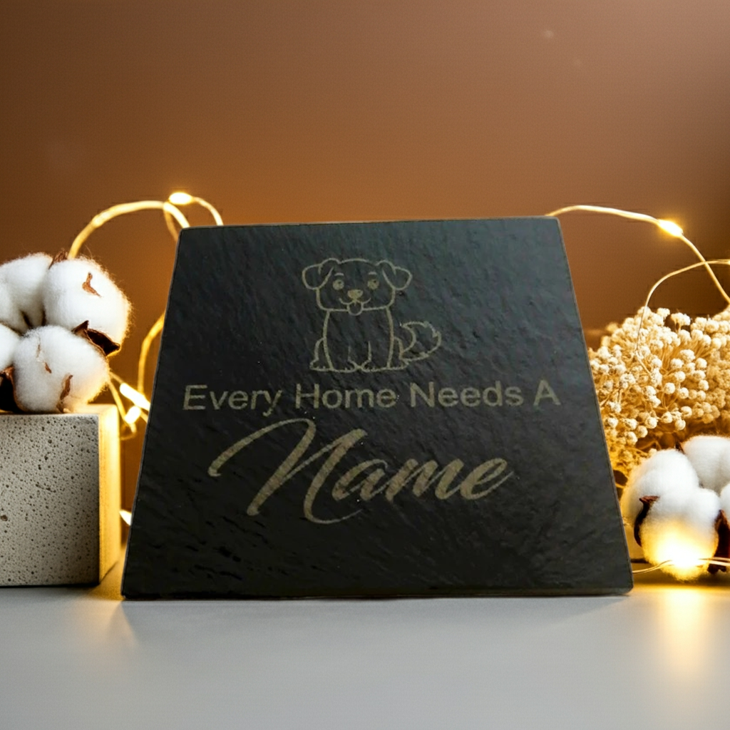 Personalised Chunky Slate Drink Coasters - Every Home, with anti-skid bumper feet.