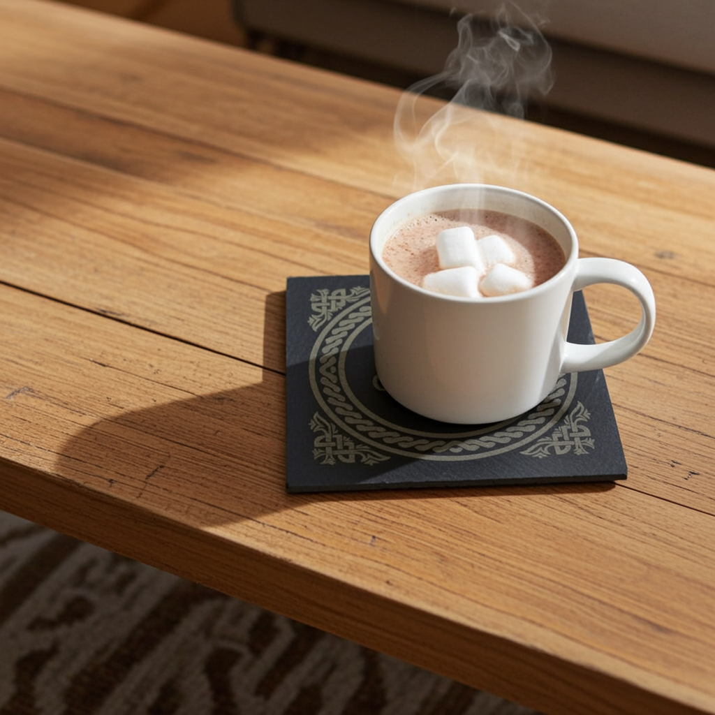 Personalised Coasters - Name on Coaster. Square or Round. 10cm, with Bumper Feet.