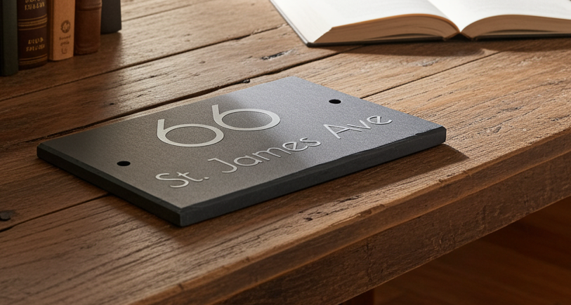 Personalised Quality Slate House Signs. 15cm x 10cm x approximately 1cm. Any Text and Font.