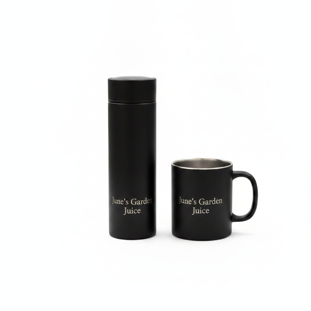 Personalised Stainless Steel  500ml Thermos, (with LED Temperature display) and Mug Combo. Any Text and Font.