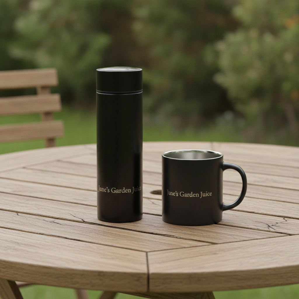 Personalised Stainless Steel  500ml Thermos, (with LED Temperature display) and Mug Combo. Any Text and Font.