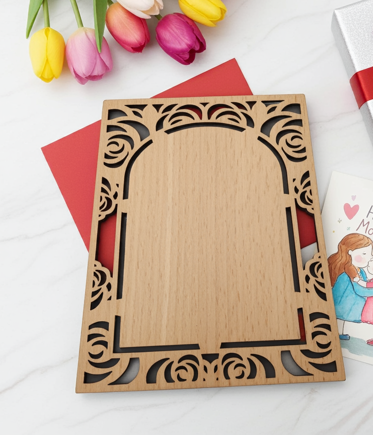 Personalised Steamed Beech Wood Birthday or Celebration Card, Any font and Text.